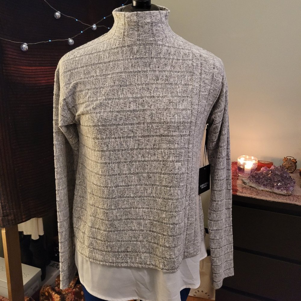 Long-sleeve Mock-neck "Layered Look" Tee
